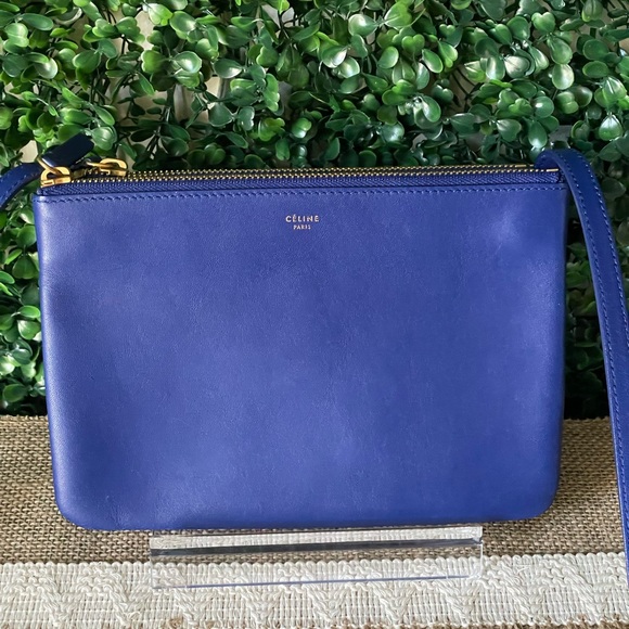 Celine Triple Zip Crossbody Bag Bright Blue Authentic - Picture 2 of 7